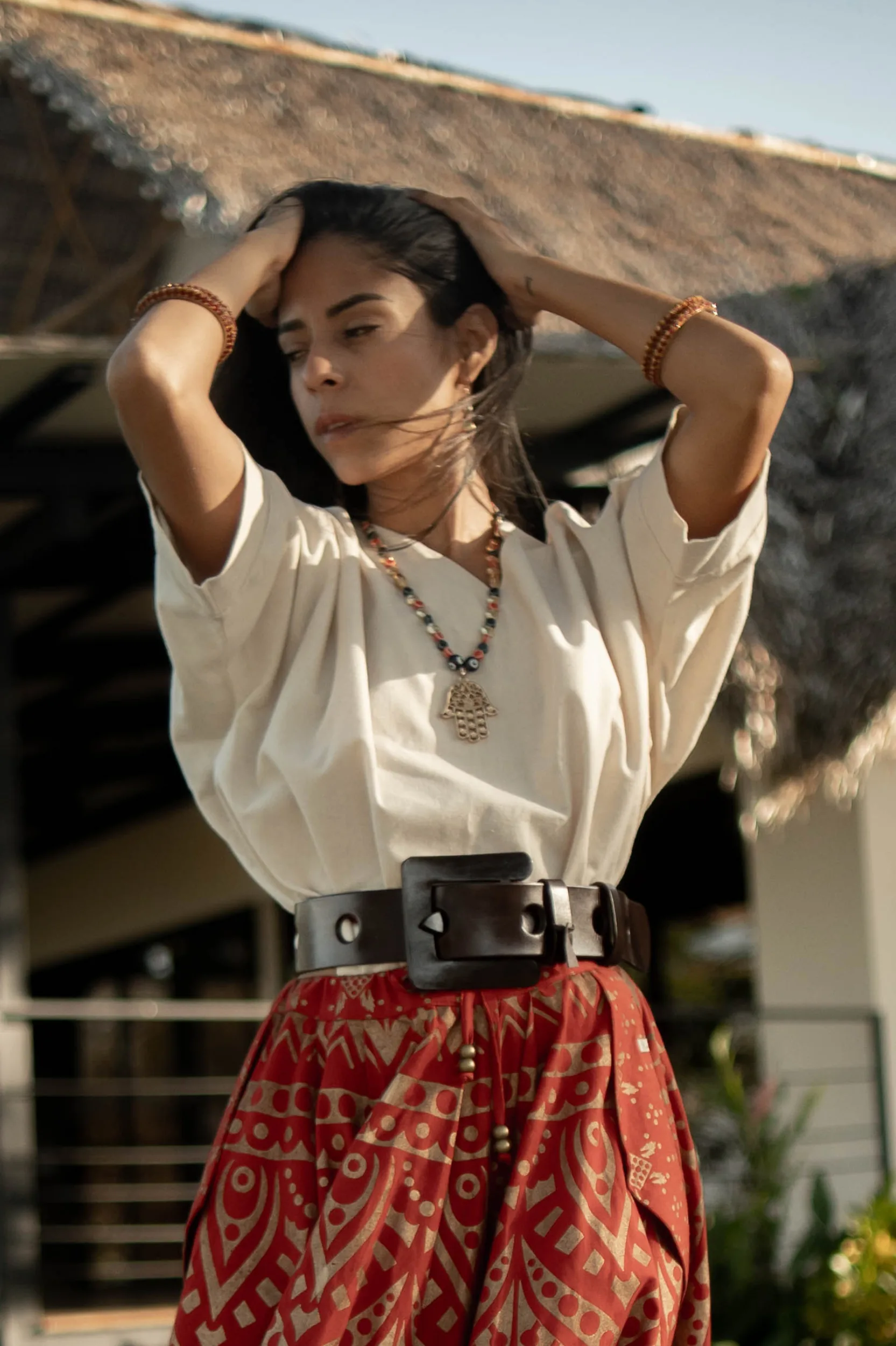 Sira black leather belt